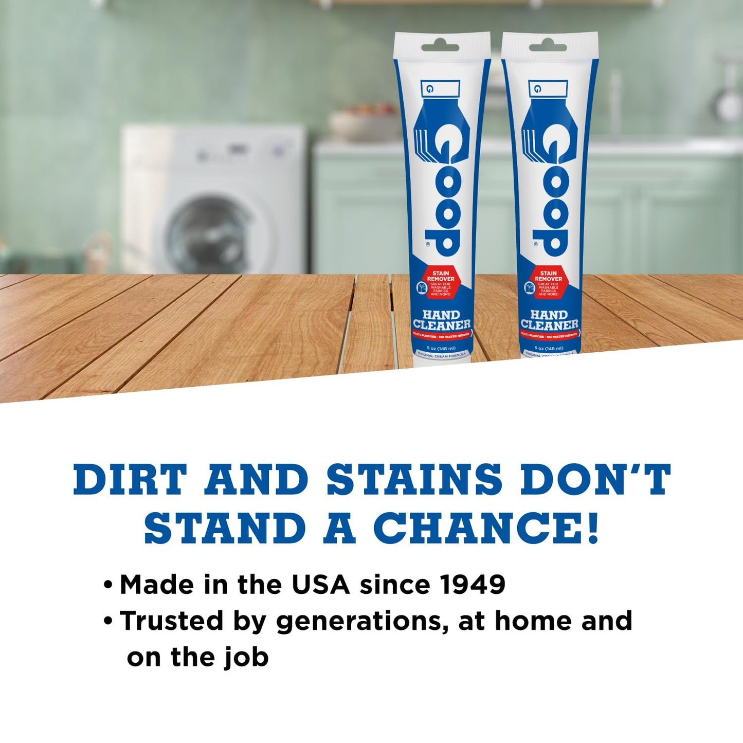 GOOP Original Multi-Purpose Waterless Hand Cleaner and Stain Remover - 5 oz Tube (Pack of 2)