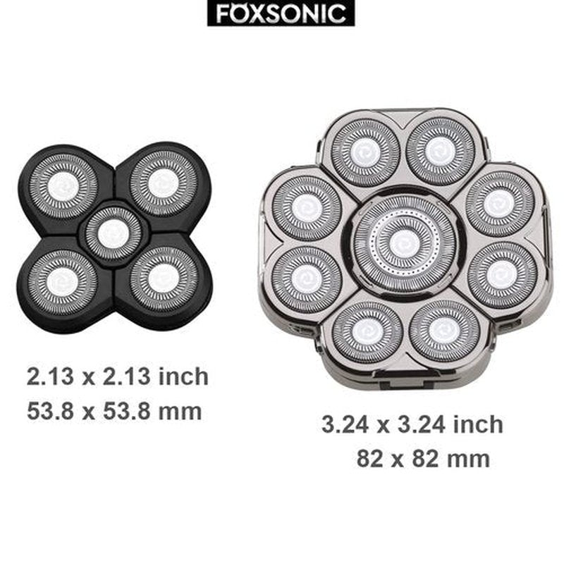 FOXSONIC Upgraded 9 Blades Body & Head Shaver for Head Shaver Many Brands 9 Blades Replacement Shaver Head Blade 9 Heads Beard Electric Razor Shaver Head for Blad Men