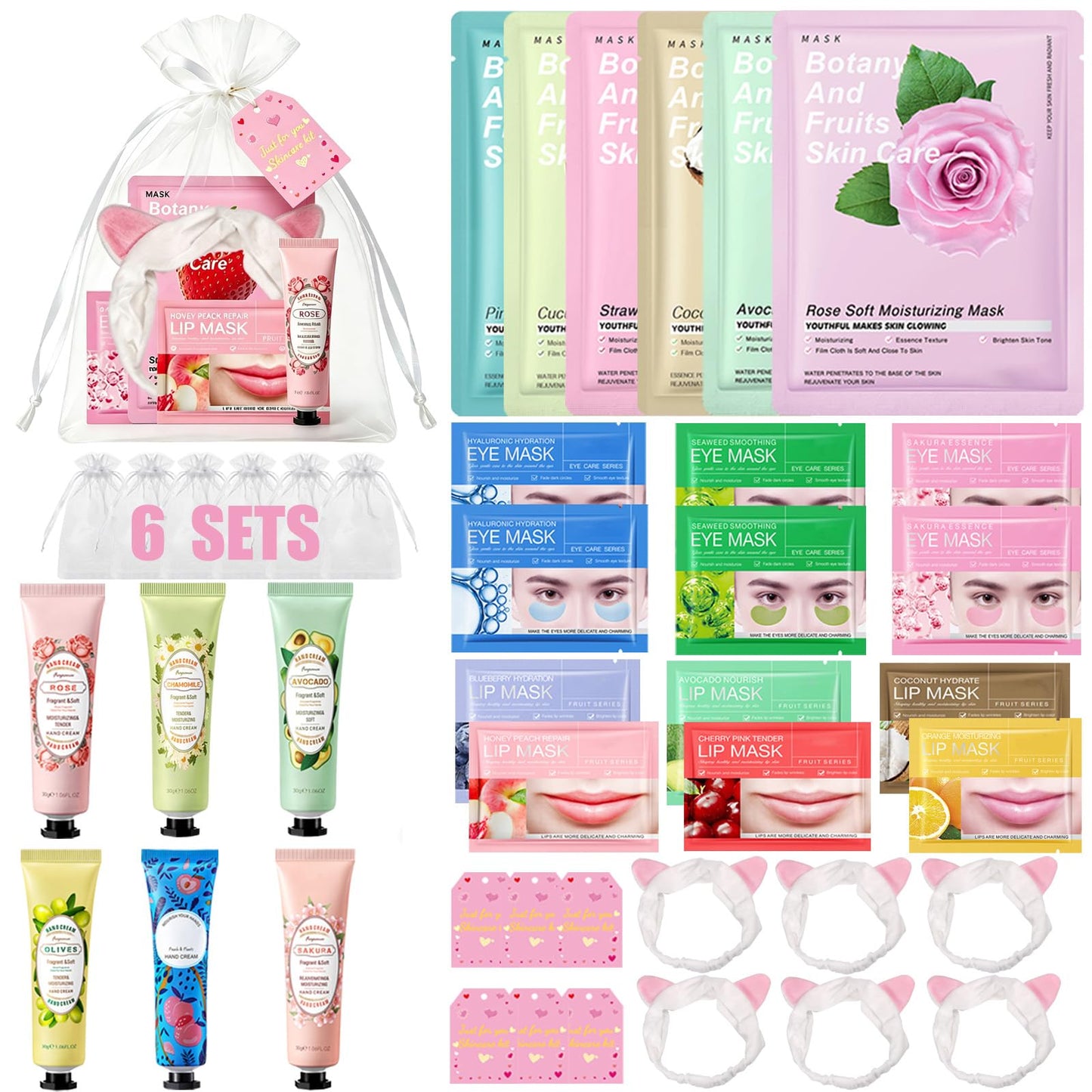 42 PCS Spa Party Supplies for Girls,Spa Party Favors, Facial Masks,Under Eye Patches,Hand Cream, Lip mask,Headband,Sleepover Party Favors,Spa Kit Pool Party Birthday Gifts for Women,Baby Shower Favors