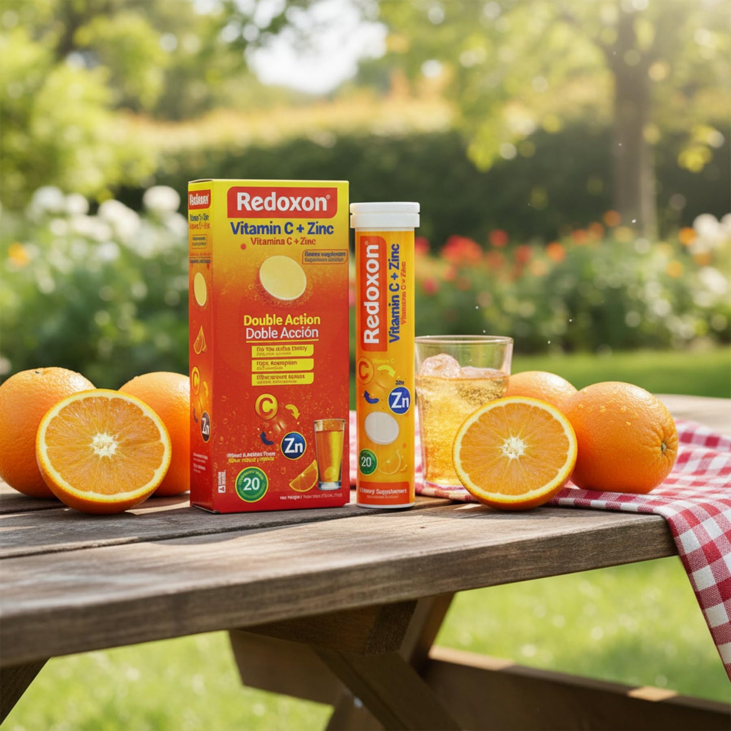 Redoxon Vitamin C + Zinc, Effervescent Tablets of Vitamin C and Zinc, Helps Support Your Immune System, Orange Flavor, 20 Effervescent Tablets, 2.82 Oz, Box