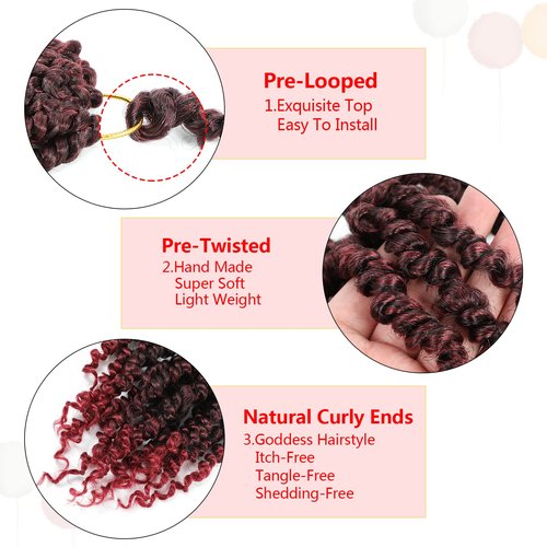 Fulcrum Passion Twist Crochet Hair 8 Inch, 9 Packs Pre Looped Passion Twist Hair, Pre-Twisted Passion Twist Crochet Hair For Black Women (8Inch (Pack of 9), TBUG#)