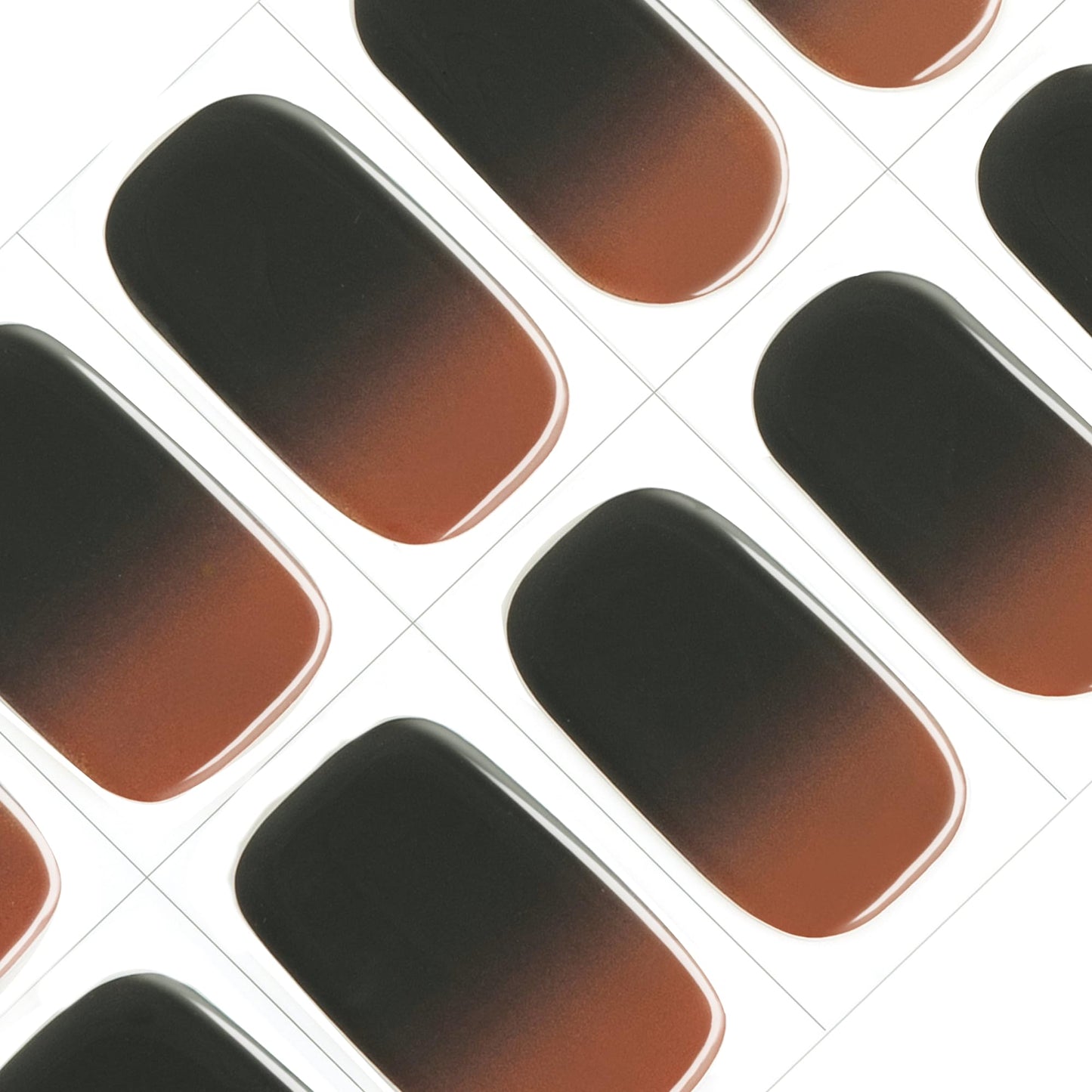 GelMala Gel Nail Stickers Fall Nail Design with Black and Brown Ombre Gel Nail Stickers, Long Lasting, Easy to Apply &Remove -Gel Strips for Nails Nail Wraps,Easy for begginners (Vateran)