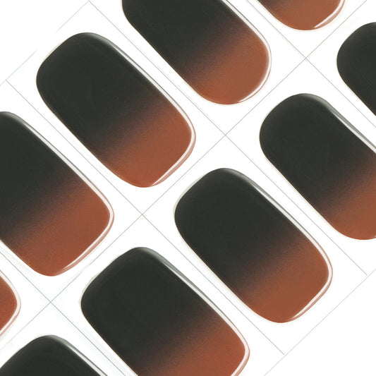 GelMala Gel Nail Stickers Fall Nail Design with Black and Brown Ombre Gel Nail Stickers, Long Lasting, Easy to Apply &Remove -Gel Strips for Nails Nail Wraps,Easy for begginners (Vateran)