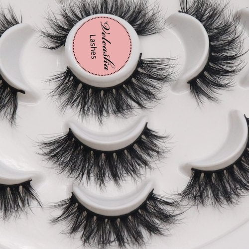 Veleasha Lashes 5D Faux Mink Lashes False Eyelashes Handmade Cat Eye Lashes Wispy Fluffy Fake Lashes Lightweight Eyelashes Luxurious Volume Fake Eyelashes 7 Pairs Pack (804)