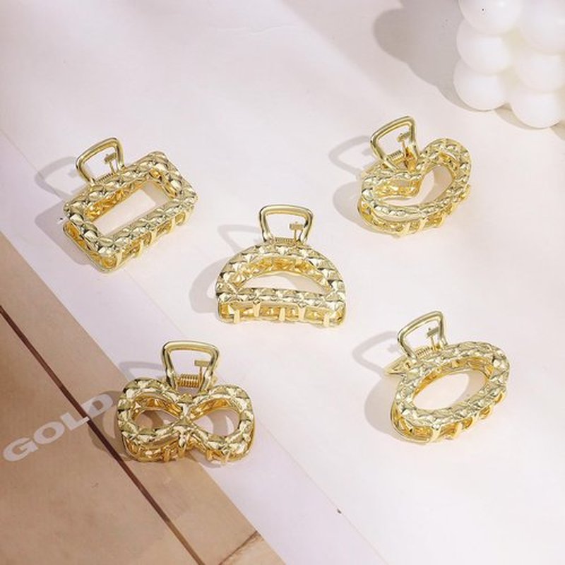 CWJCYTNSN Small Gold Hair Clips, 5PCS Metal Hair Claw Clips for Women Thick Thin Hair, Cute Nonslip Hair Clips Strong Hold Hair Accessories Fashion Gold Jaw Clamps