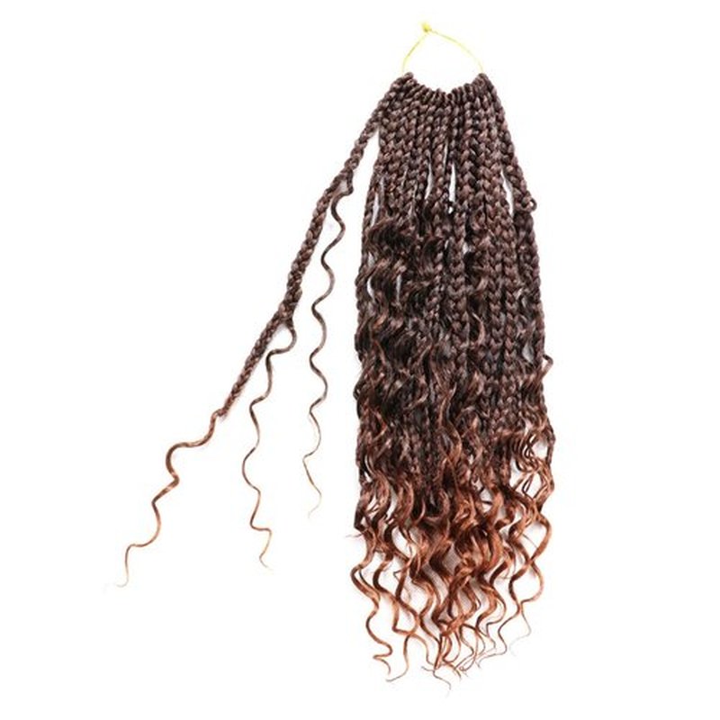 Goddess Box Braids Crochet Hair-7 Packs Crochet Braids for Black Women 12 Inch Crochet Braids with Curly Ends (Bohomian 12 Inch 7 Packs, T30#)
