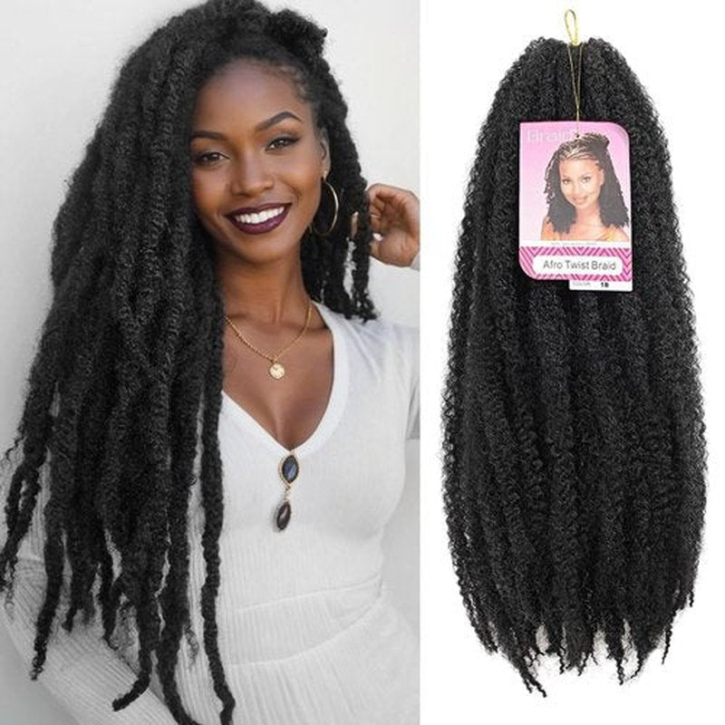 BYKSVIOC Marley Hair 18 Inch Marley Twist Hair Afro Twist Marley Braiding Hair for Faux Locs Crochet Hair Synthetic Hair Extensions(6Packs,1B 18inch)