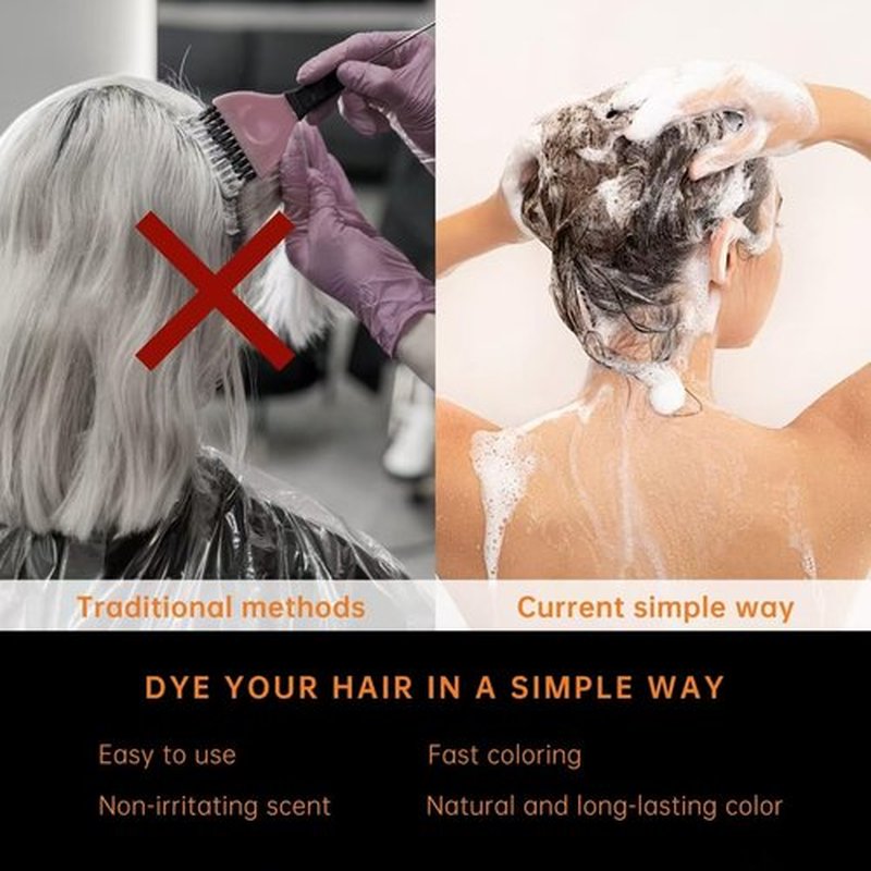 Happy Innocent Hair Dye Shampoo for Gray Hair-Chestnut Brown Hair Color Shampoo,4 In 1 Easy to use Natural&Long Lasting Looking Ammonia Free