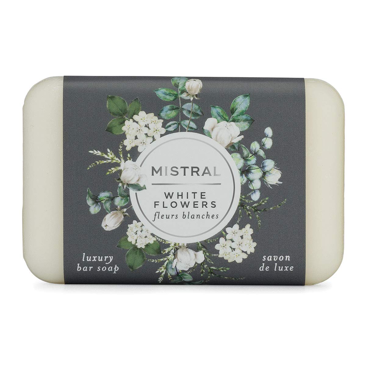 Mistral Classic French Bar Soap, White Flowers, 7 oz - Triple-Milled Luxury Natural Soap with Organic Shea Butter & Olive Oil | Long-Lasting Moisturizing Body Soaps for Women & Men (Pack of 2)
