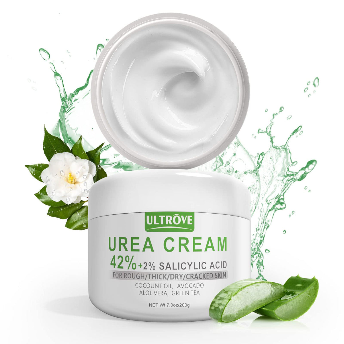 Ultrove Urea Cream 42% with 2% Salicylic Acid, Callus and Dead Skin Remover, Deeply Moisturize, Repair Dry, Cracked, Rough Skin of Heel, Elbow and Knee, Effective Urea Foot Cream(7oz)