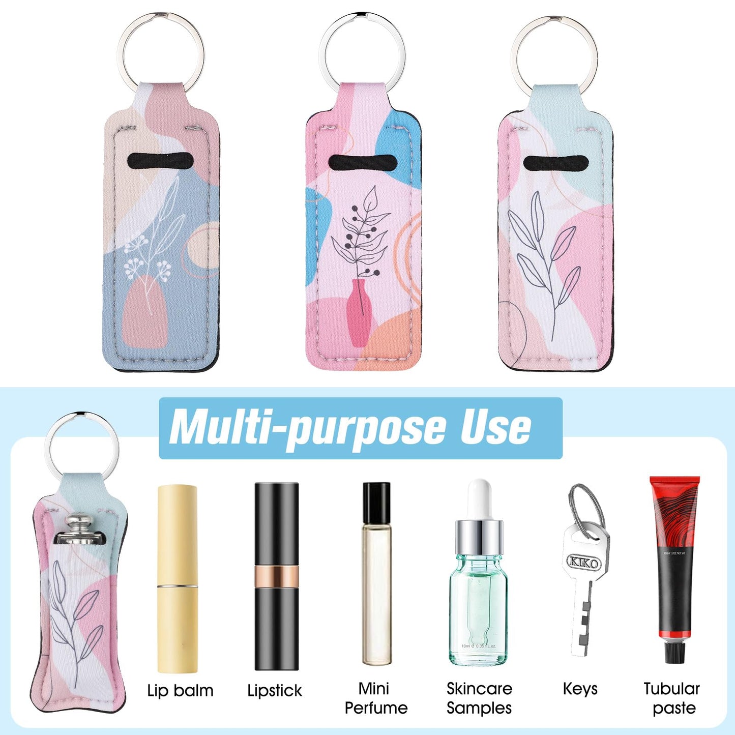 Pengxiaomei 3 Pcs Chapsticks Holder Keychain for Lipstick, Lip Balm Keychain Holder with Metal Clip Easter Gifts for Women Easter Basket Stuffers