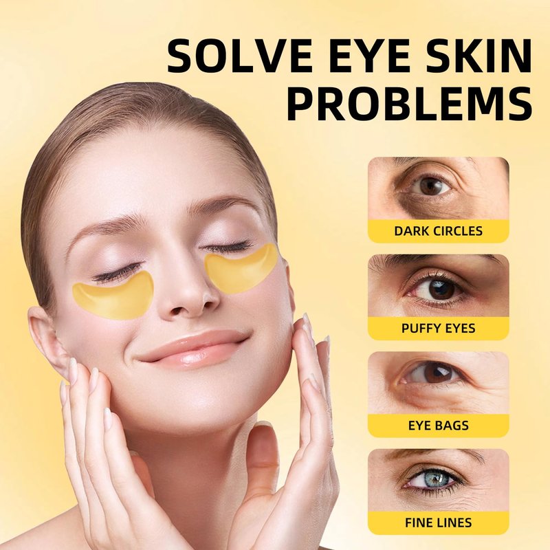 Under Eye Patches for Dark Circles | Moisturizing 24K Gold Eye Masks - 60 Pcs for Puffiness & Wrinkles