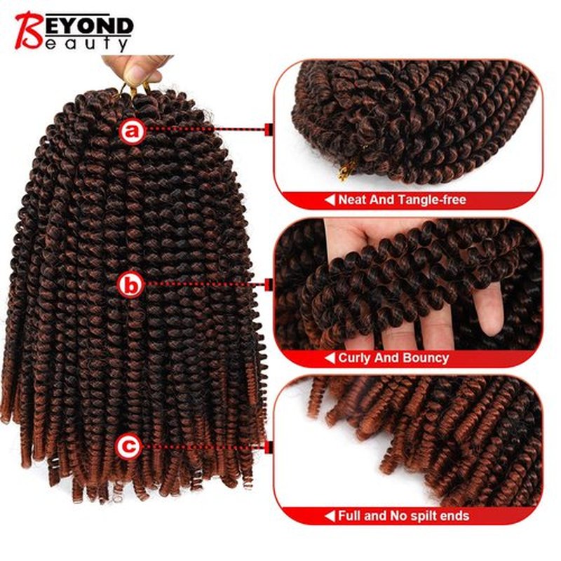 12 inch Spring Twist Crochet Braids Hair for Butterfly Locs Bomb Twist Crochet Hair Beyond Beauty Ombre Colors Synthetic Fluffy Hair Extension 3 Packs(12 Inch, M1B 350)