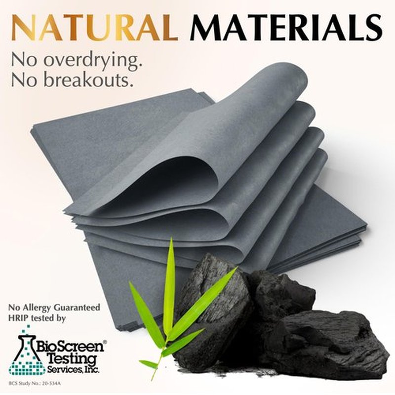 Natural Oil Blotting Sheets for Face with Bamboo Charcoal - 25% Larger - 6pk/600 Makeup Friendly Blotting Papers for Face - Easy Dispensing Oil Absorbing Sheets for Face
