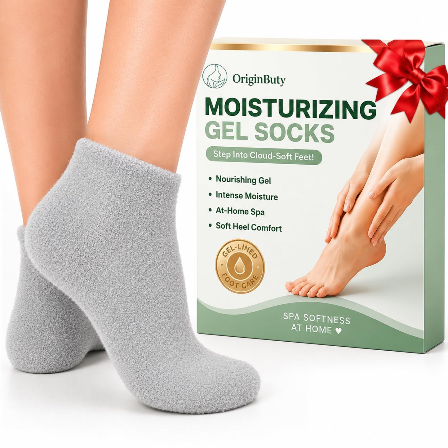 Moisturizing Socks for Dry Cracked Feet, Silicone Socks for Foot Spa(Size 9-11), Gel Socks for Foot Care Overnight, Aloe Socks Heel Protector for Cracked Heel Treatment, Self Care Gifts for Women