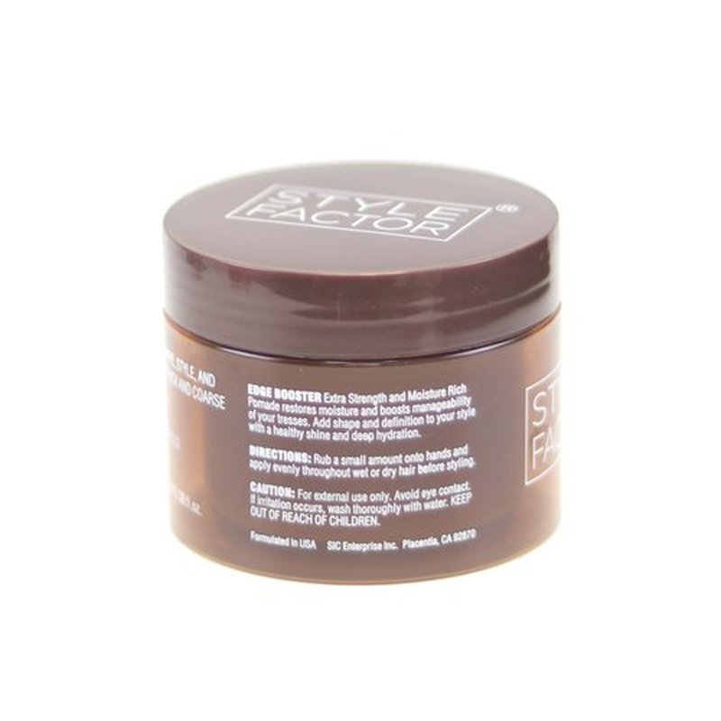 Style Factor Edge Booster Strong Hold Water-Based Pomade - Super Shine & Moisture 3.38oz (AMBER)