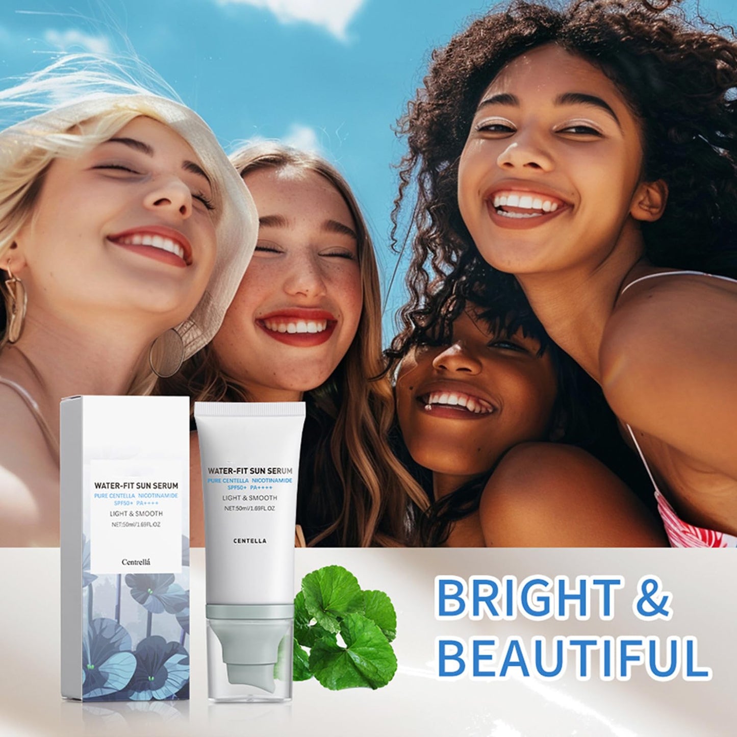 2 Pcs 𝐶𝑒𝑛𝑡𝑒𝑙𝑙á Sunscreen SPF50 PA++++, Hyalu Cica Water-Fit Sun Serum, Cen-tella Madagascar Face Sun Screen Long-Lasting Protection, Matte No White Cast for All Skin Type and UV Defense
