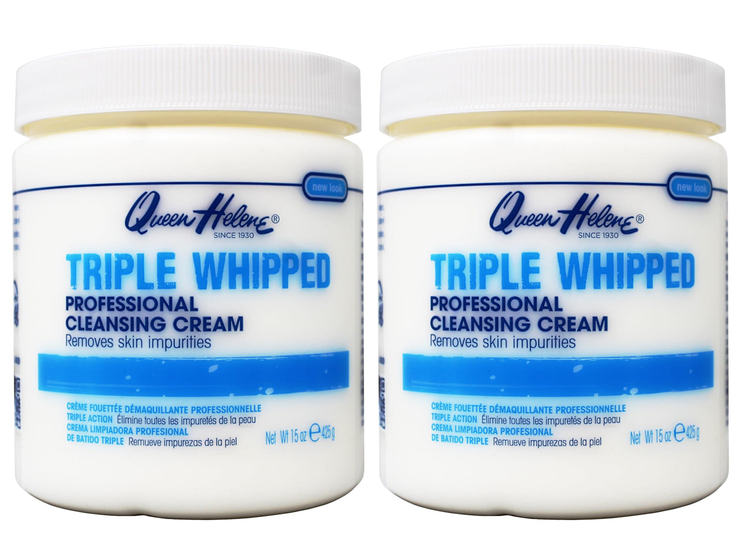 Queen Helene Triple Whipped Professional Cleansing Cream – Rich Fluffy Texture Gently Removes Skin Impurities, Leaves Skin Soft, Smooth, and Refreshed – 15 oz (Pack of 2)
