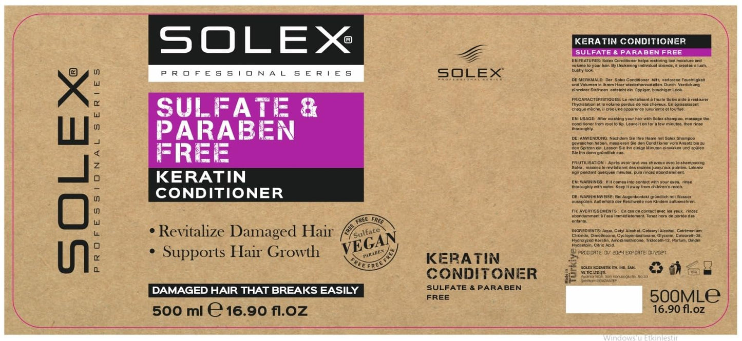 Solex Keratin Shampoo and Conditioner Set for Hair Growth- Sulfate & Paraben Free - Volumizing Shampoo - Treatment for Men & Women Hair Thickening Volumizing Products, (2 pc. X 16.9 Fl Oz / 500mL)