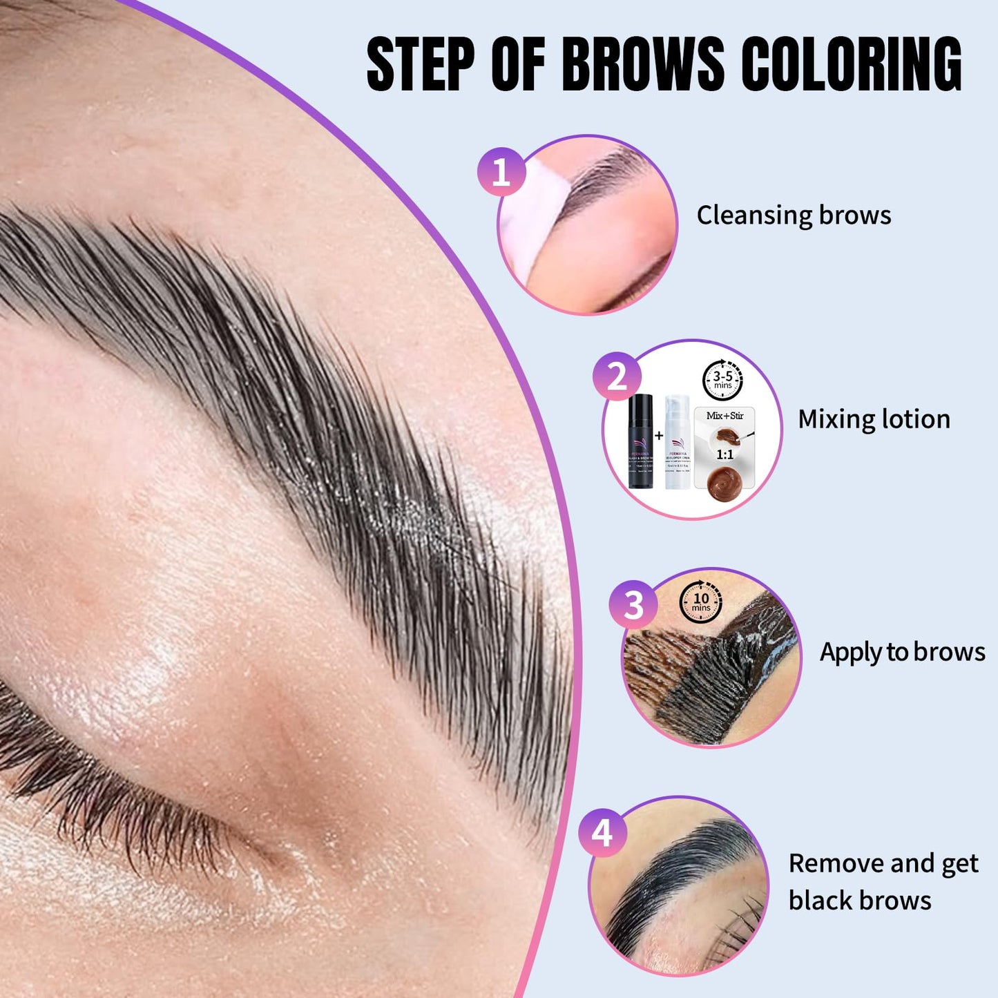 PERMANIA Lash Color Kit, Natural Black 15 ml for Lashes and Brows with Detailed Instruction Eyebrow Color for Beginners, Salon Grade