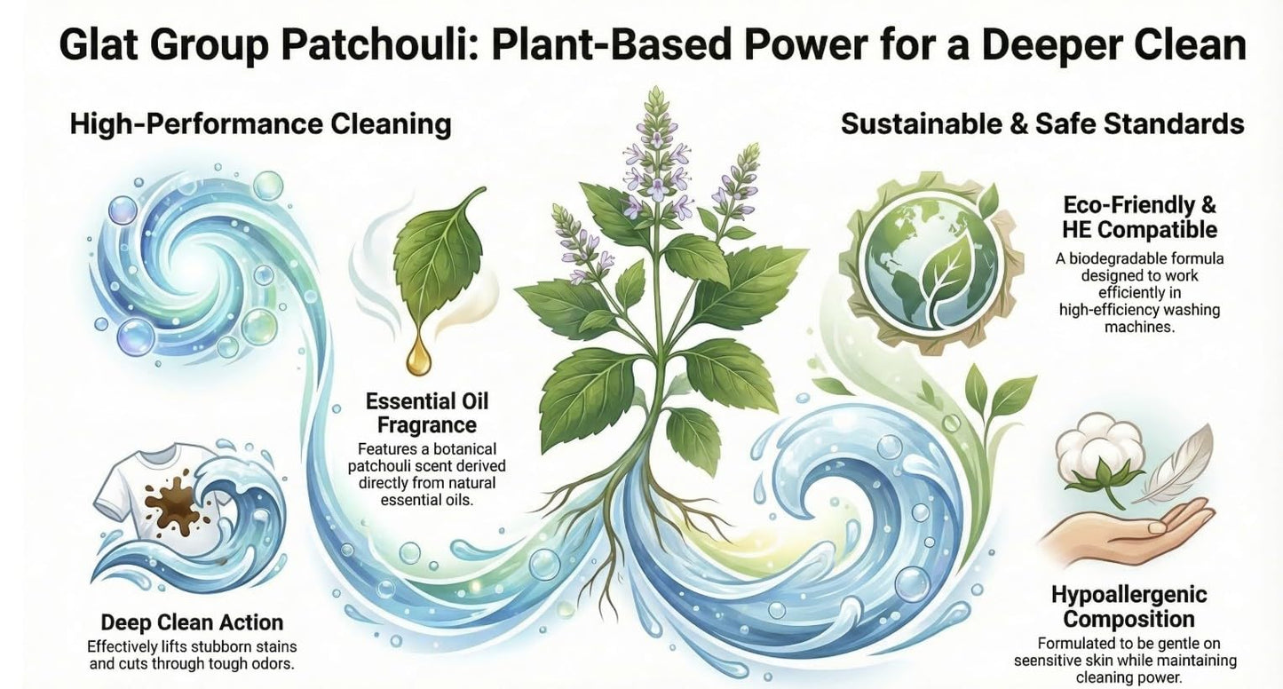 Plant-Based Deep Clean Laundry Detergent (Powder) – Hypoallergenic for Sensitive Skin, Biodegradable | Removes Tough Stains & Odors | Eco-Friendly, HE Compatible | 32 Oz (Patchouli + Sandalwood)