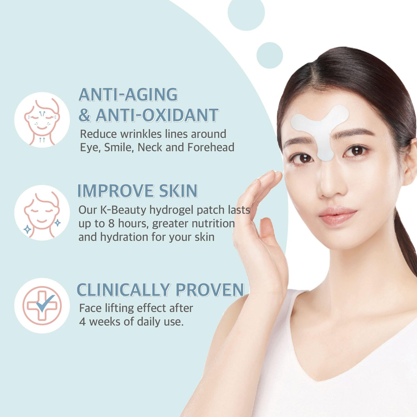 Wooshin Labottach Smile Line Patches for Face – 8ct Korean Skincare Hydrogel Firming Patch for Between Eyes, Under Eyes & Fine Lines with Adenosine, Tartaric Acid Stretch & Lift Home Skin Care
