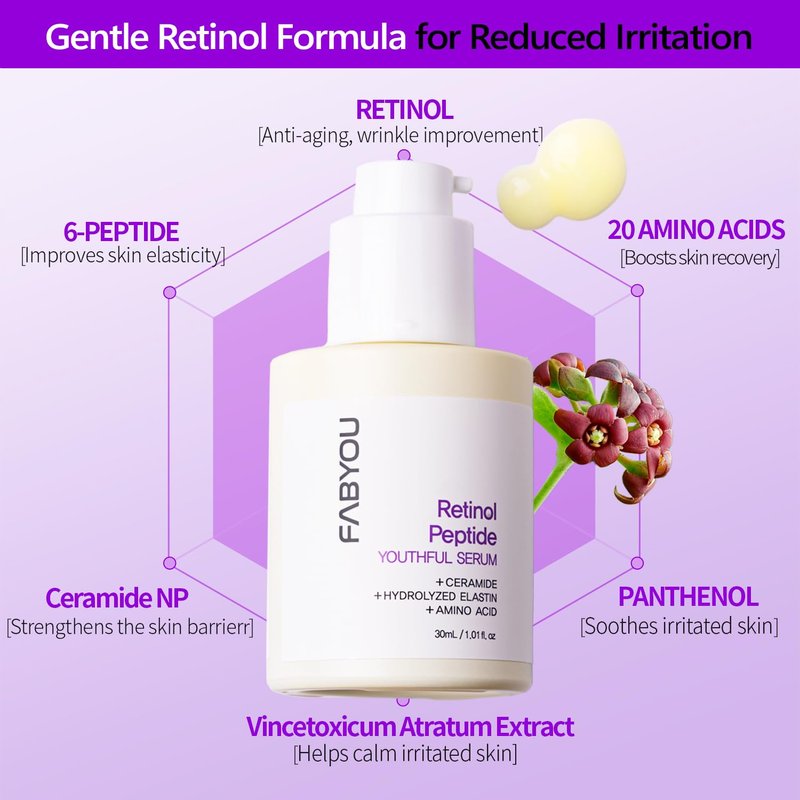 Retinol Peptide Youthful Serum - Anti-Aging Hydrating Formula for Wrinkles & Dark Spots | 1.01 fl oz