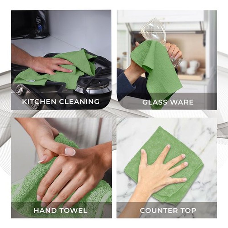 Avalon Towels Cotton Washcloths – (Pack of 24) Size 12x12 Inches, 100% Ring Spun Cotton, Soft & Absorbent Face Towels, Gym Towels, Hotel and Spa Quality, Reusable Fingertip Towels (Sage Green)