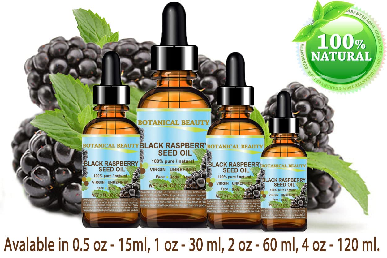 Botanical Beauty BLACK RASPBERRY SEED OIL 100% Pure Natural Undiluted Virgin Unrefined Cold Pressed Carrier Oil for Face, Skin, Hair, Lip, Nails (1 Fl Oz 30 ml)