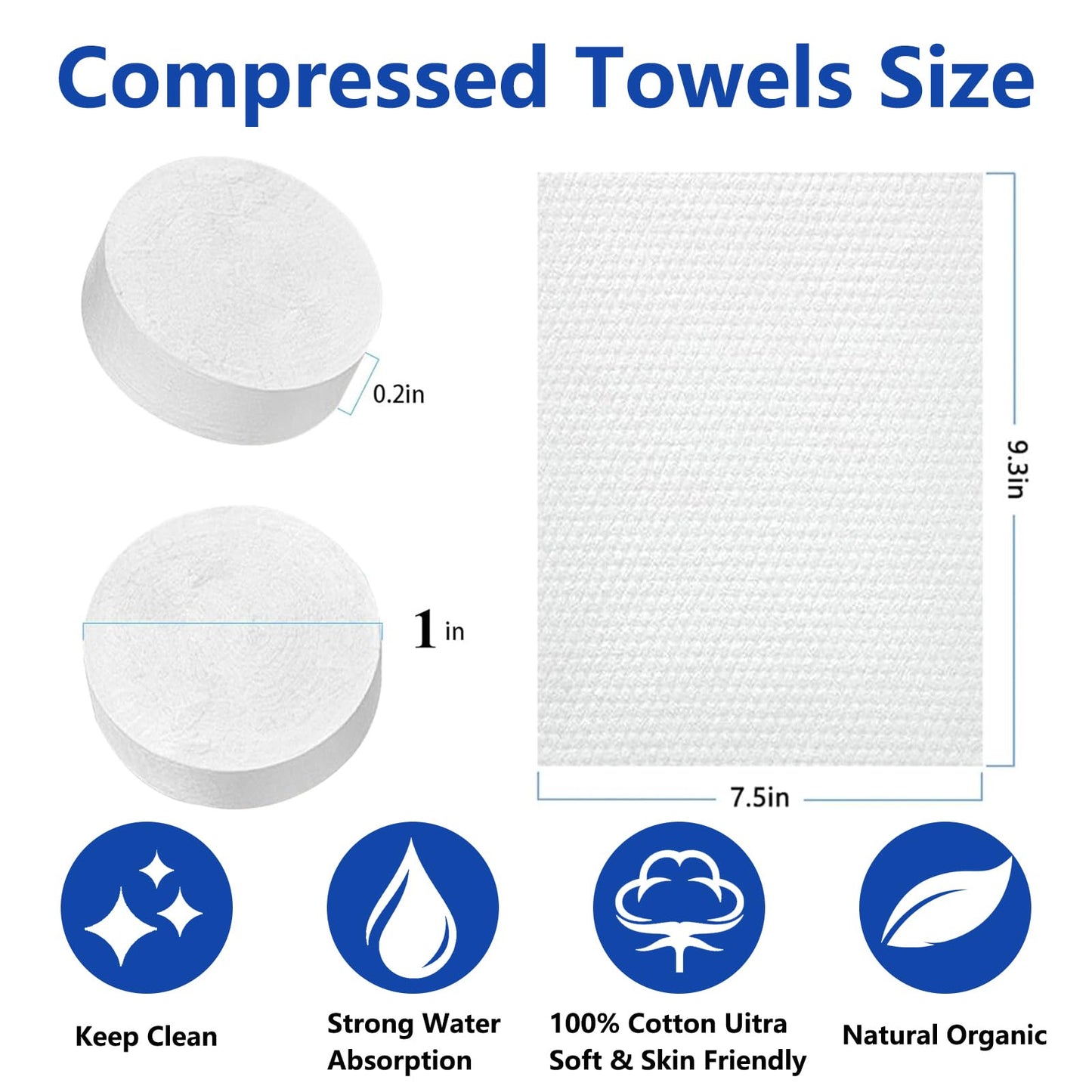 100 PCS Compressed Towels, Compressed Cotton Hand Wipe, Camping Towel, Disposable Face Compressed Towels, Camping Towels Compressed Towel Tablet,Camping, Sports