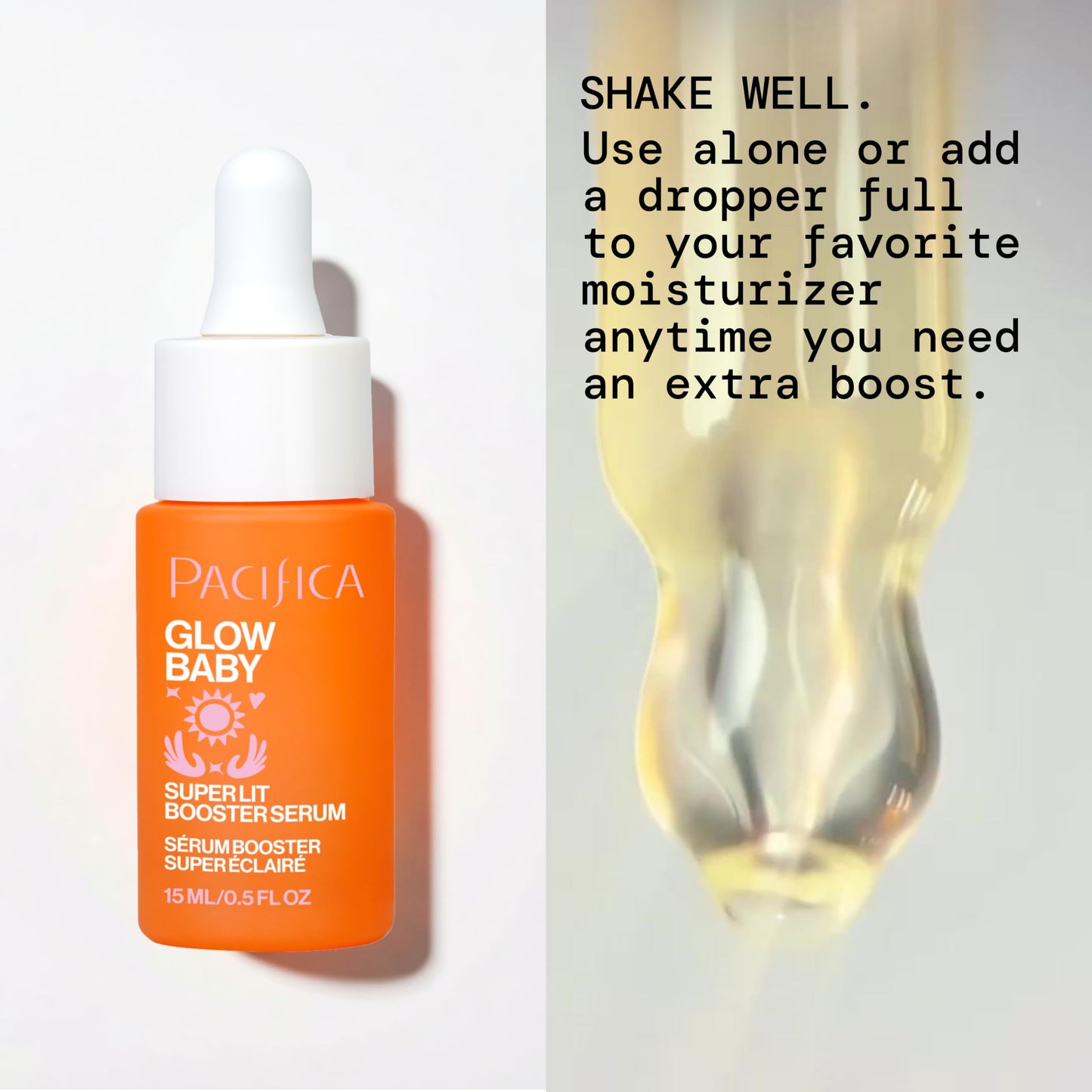 Pacifica Glow Baby Booster Mini Face Serum, Vitamin C & Glycolic Acid For Brightening Dull Skin, Fragrance-Free, Vegan & Cruelty-Free, .5 Fl Oz