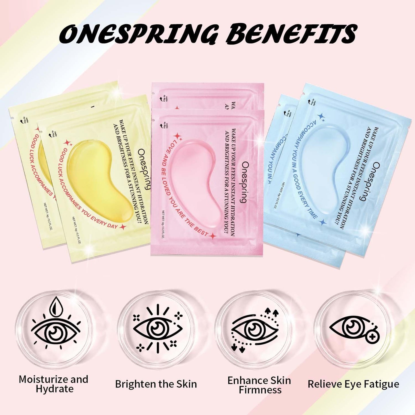 Onespring Eye Masks (36 Pairs) - Caffeine, Retinol, 24K Gold for Puffiness, Dark Circle, Wrinkles, Fine Lines - Firming Eye Gel Pads, Great for Holiday Gifts and Personal Use