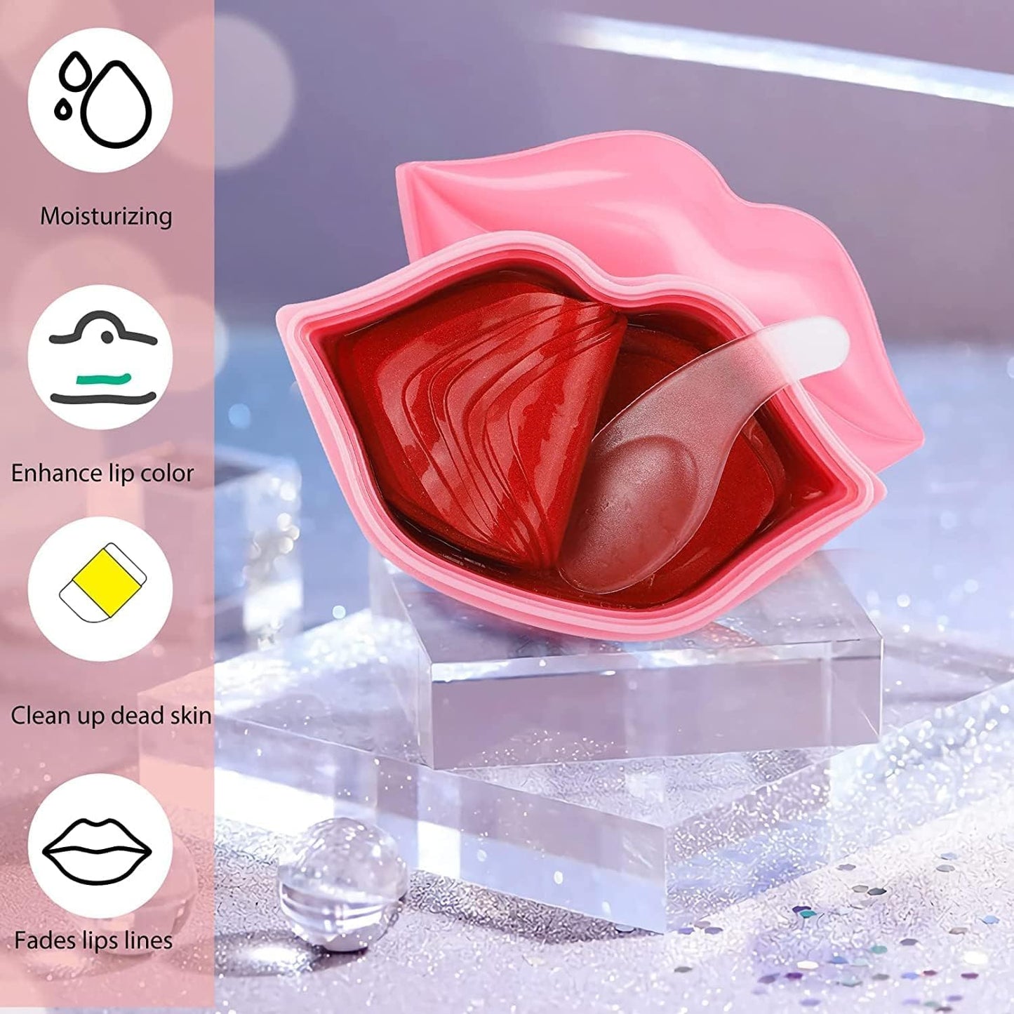 VEZE Lip Masks 20 Pcs, Mask for Dry Lip, Sheets, Collagen Skin Care, Crystal Pads Moisturizing, Anti-Wrinkle, Anti-Aging, Firms & Hydrates Lips, Sleep Pink Count (Pack of 1)