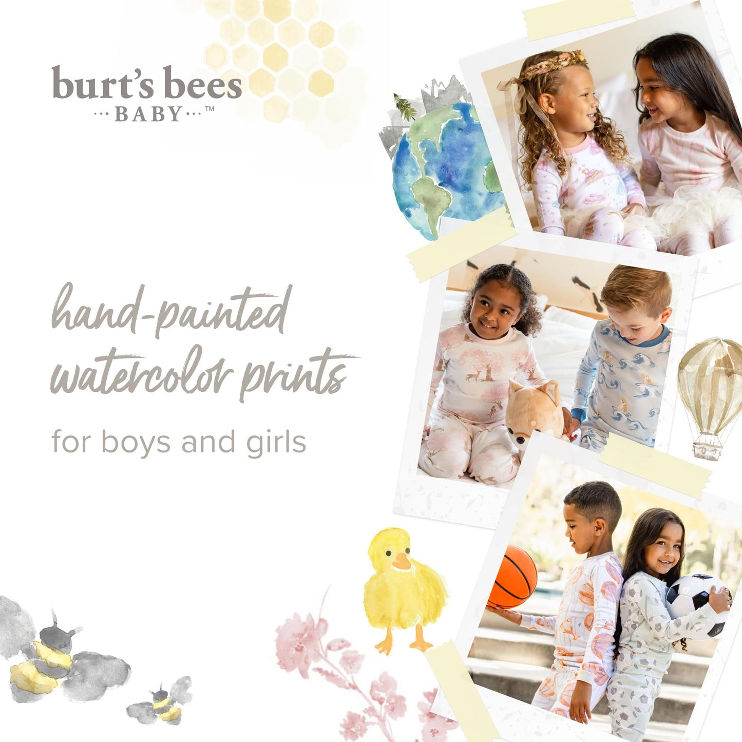 Burt's Bees Baby Organic Cotton Pajamas for Girls, 100% Cotton Pajama Set for Toddlers and Kids, Soft and Stretchable Fabric