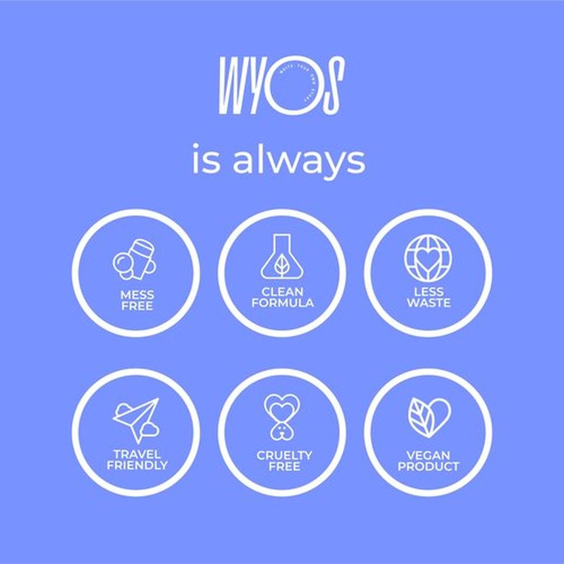 WYOS Face Cleanser Stick, Travel Friendly Leak Free, Vegan, Cruelty Free, Sulfate Free, Paraben Free, Gentle Sensitive Skin Makeup Remover Hydrating Glycerin Enriched Facial Wash for Women and Men