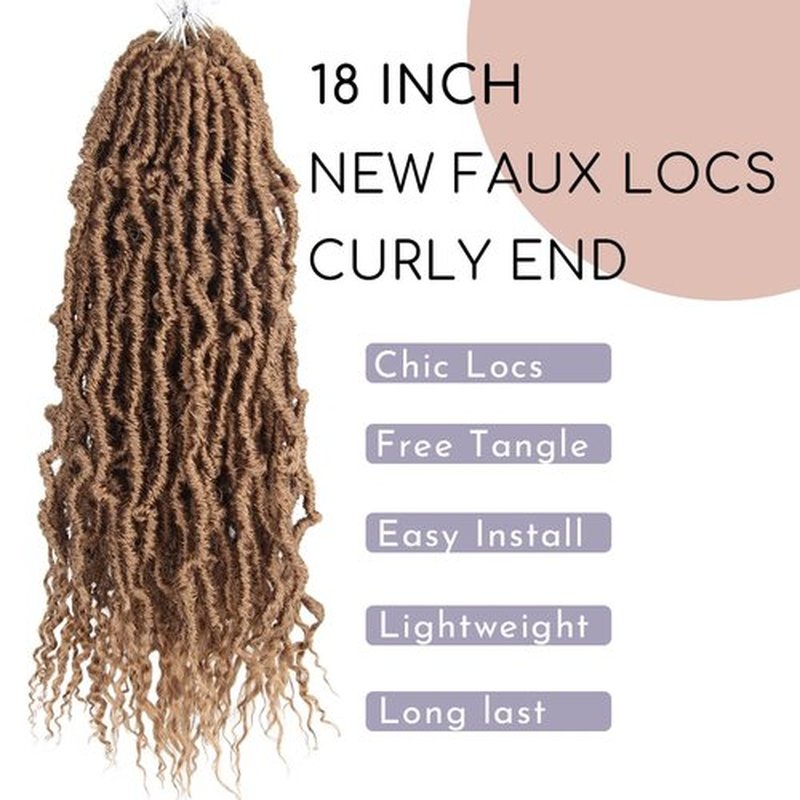 BOHOBABE Faux Locs Crochet Hair 18 Inch, Boho Soft Crochet Locs with Curly Ends, Long Bohemian Goddess Locs Crochet Braids for Black Women (6 Packs, 27#)