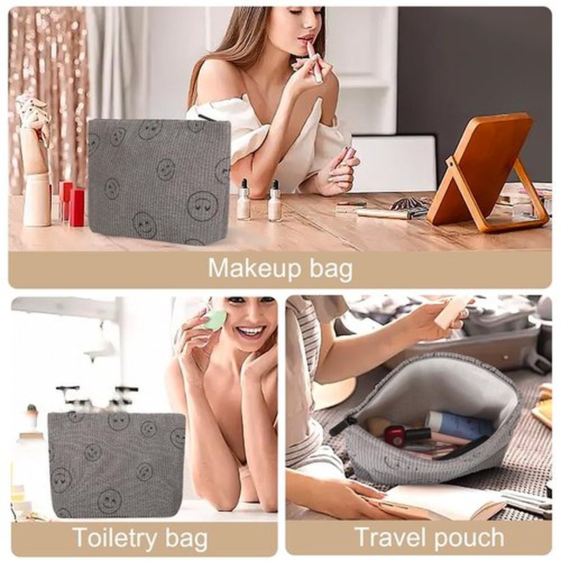 Wudimeitt Cosmetic bag Makeup bag Preppy Cute Corduroy Toiletry bag for women travel essentials (greygrey)