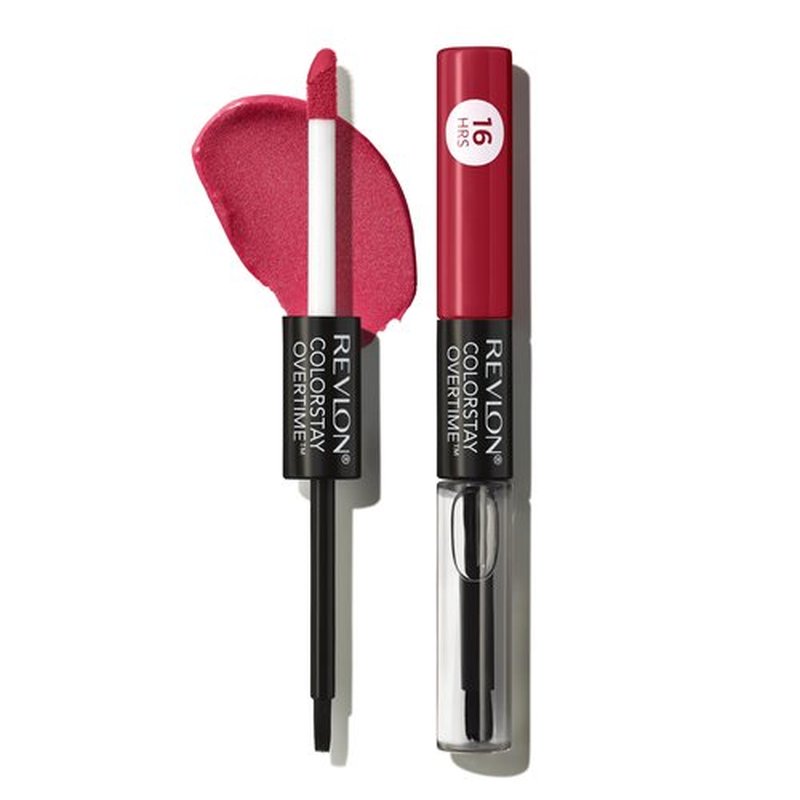 Revlon ColorStay Overtime Liquid Lipstick with Clear Lip Gloss, Lip Makeup Stocking Stuffers for Women, With Vitamin E, Ultimate Wine (140), 0.07 Oz