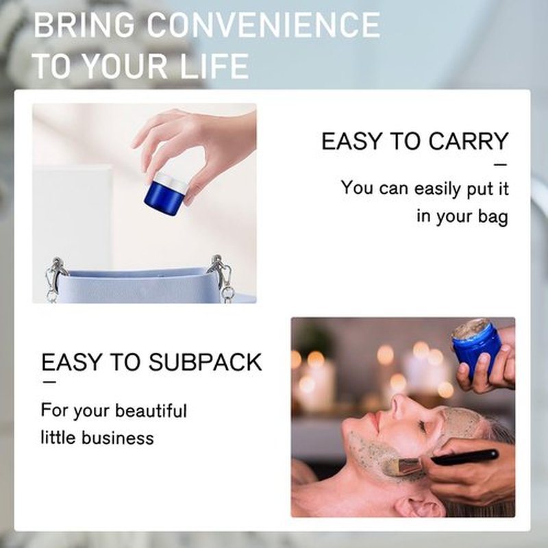 2 oz Glass Jars with Lids, Bumobum 3 pack Small Jar with White Lids, Blank Labels & Inner Liners, 60 ml Empty Round Cosmetic Containers for Sample, Powder, Cream, Lotion, Spice Cobalt Blue