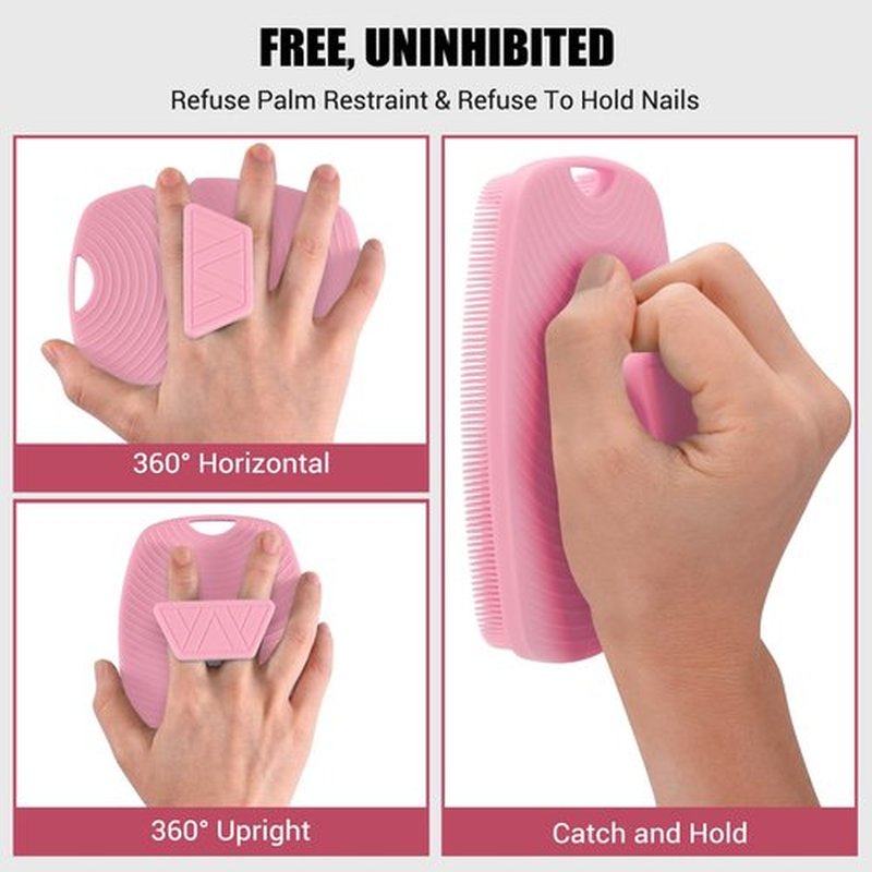 Zinc Infused - Silicone Body Scrubber,Exfoliating Body Scrubber for Sensitive Skin, Sustainable Shower Scrubber for Body, Body Scrubber for Shower and Body Care Routine - Pink