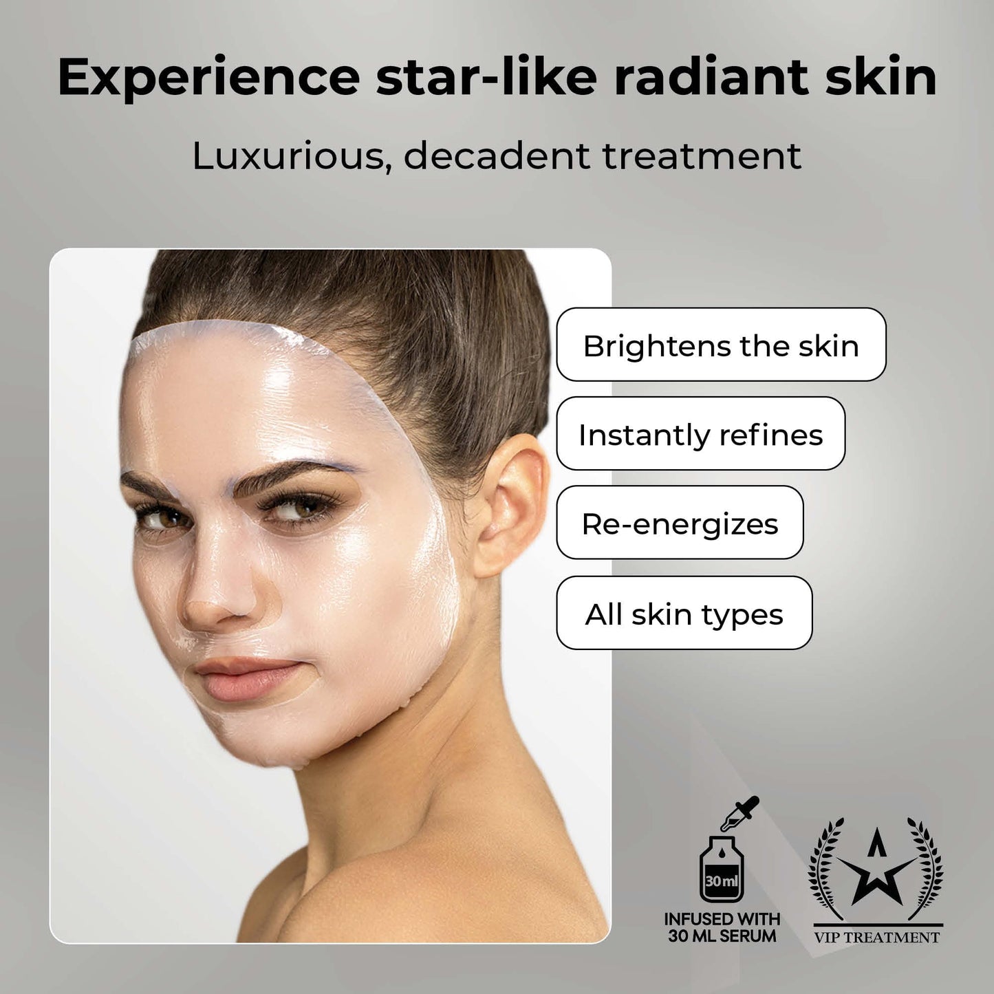STARSKIN - Premium Korean Skin Care Bio-Cellulose Face Mask - Formulated with Fermented, Vitamin-Rich Coconut Juice - Soaked in Creamy Serum infused with Diamond Dust and Rare Botanicals - 40g, 1.4 Oz
