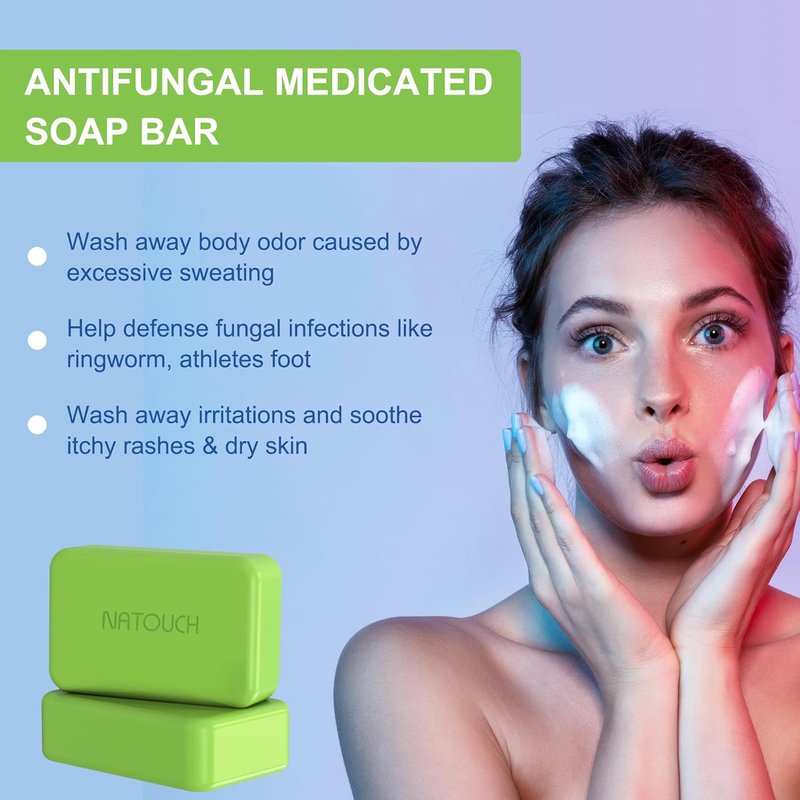 Antifungal Medicated Soap Bar - Tea Tree Oil Body Wash for Athletes Foot, Jock Itch & Ringworm | 2-Pack