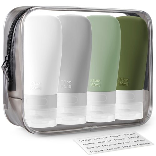 INSFIT Travel Bottles for Toiletries, TSA Approved 2oz Travel Size Bottles Leak Proof Travel Containers for Toiletries, BPA Free Refillable Travel Accessories for Shampoo Body Wash Liquids Green