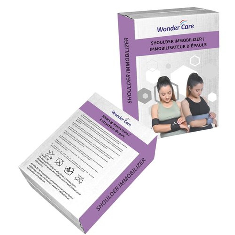 Wonder Care-Left Right Shoulder Immobilizer Arm Sling Elastic Brace for Clavicle Collar Bone Dislocation Subluxation Shoulder stabilizer Compression Brace After Rotator Cuff Surgery - Black-Size 4