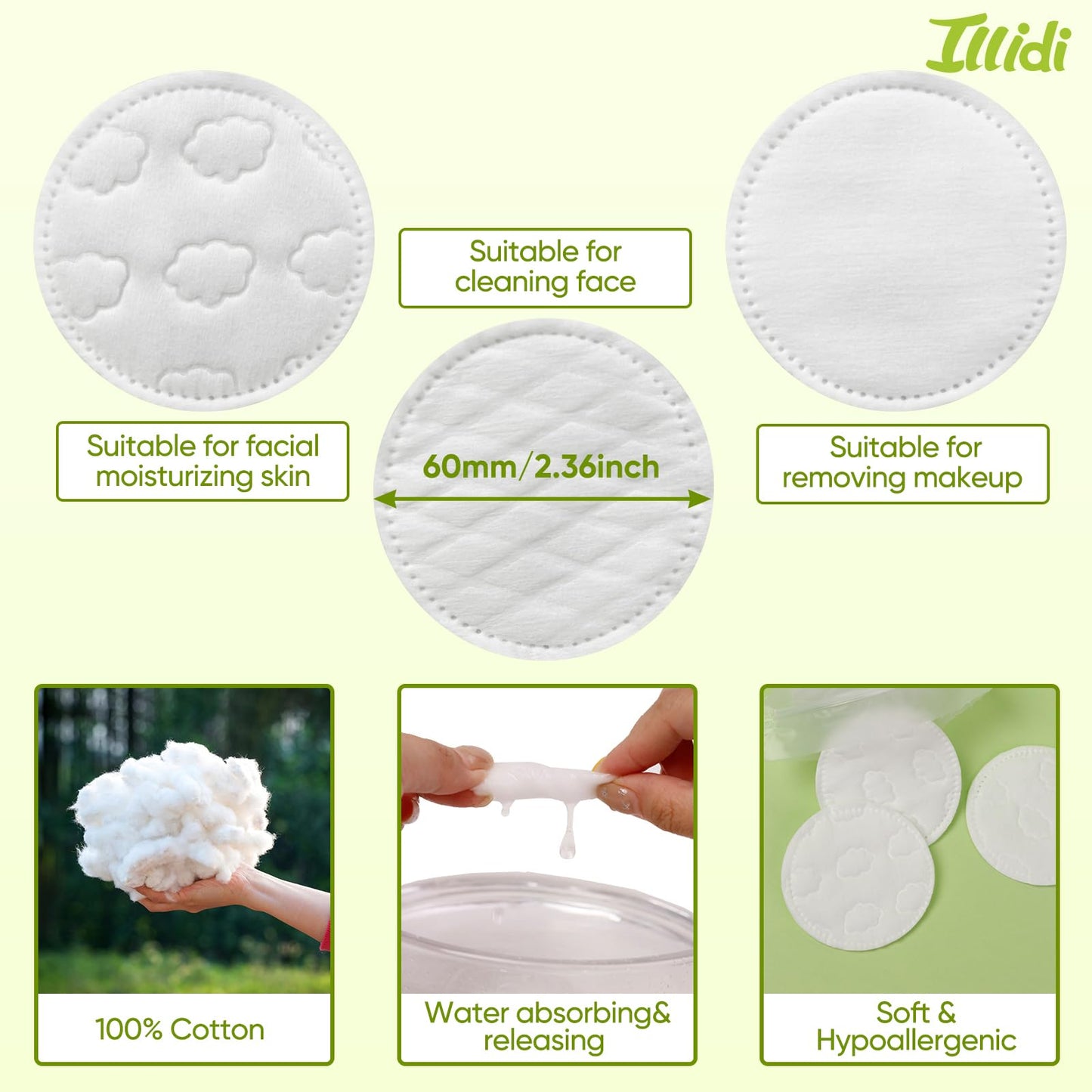 Boxed 300-Count Embossed Cotton Rounds – 3 Unique Patterns, Lint-Free, Dual-Sided, Soft & Durable, Ideal for Makeup Removal, Skincare, Nail Polish, and Baby Care