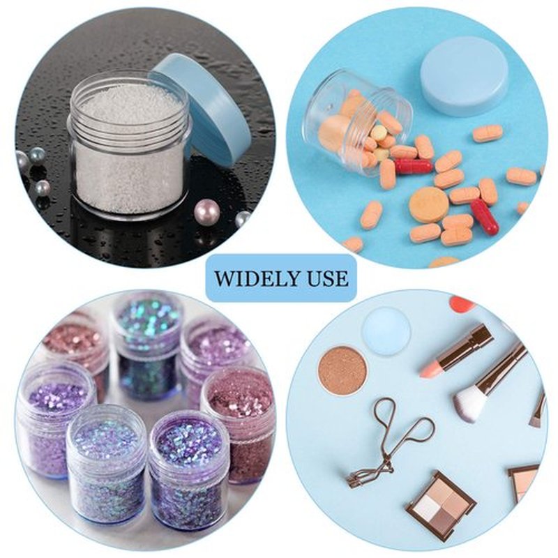 20 Pieces Round Pot Jars Plastic Cosmetic Containers Set with Lid for Liquid Creams Sample, 20 ml/ 0.7 oz (Blue Lid)