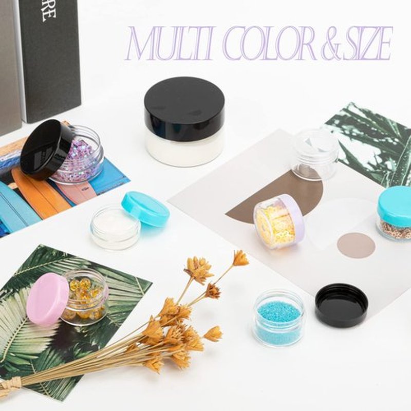 ZEJIA 3 Gram Sample Containers with Lids, 50 Count Tiny Sample Jars, 3ML Makeup Cosmetic Containers for Lip Balms, Lotion, Powder, Beauty Products(Purple Lids)