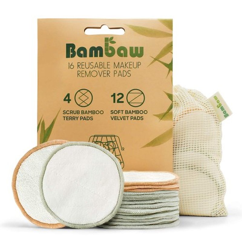 Bambaw Reusable Makeup Remover Pads | 16 Cotton Rounds with Laundry Bag | Reusable Cotton Pads for Face | Eye Makeup Remover Pads | Cotton Rounds for Face | Reusable Cotton Rounds | Cotton Pads