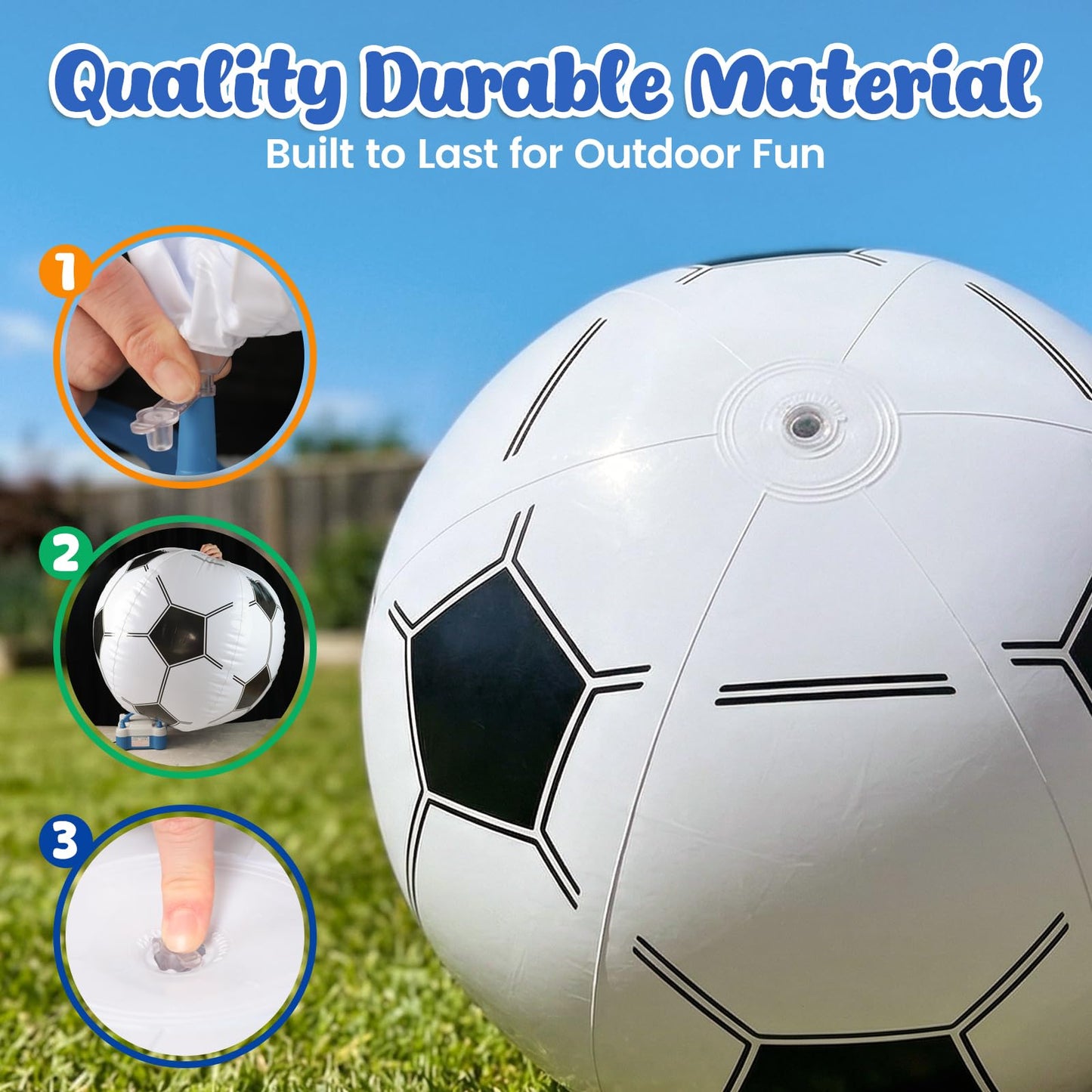 Shindel 27-Inch Giant Inflatable Soccer Ball - Soccer Themed Party Decor & Beach Pool Games, Heavy-Duty Without BPA Vinyl Ball for Outdoor Sports, Backyard, Lake & Birthday Activities