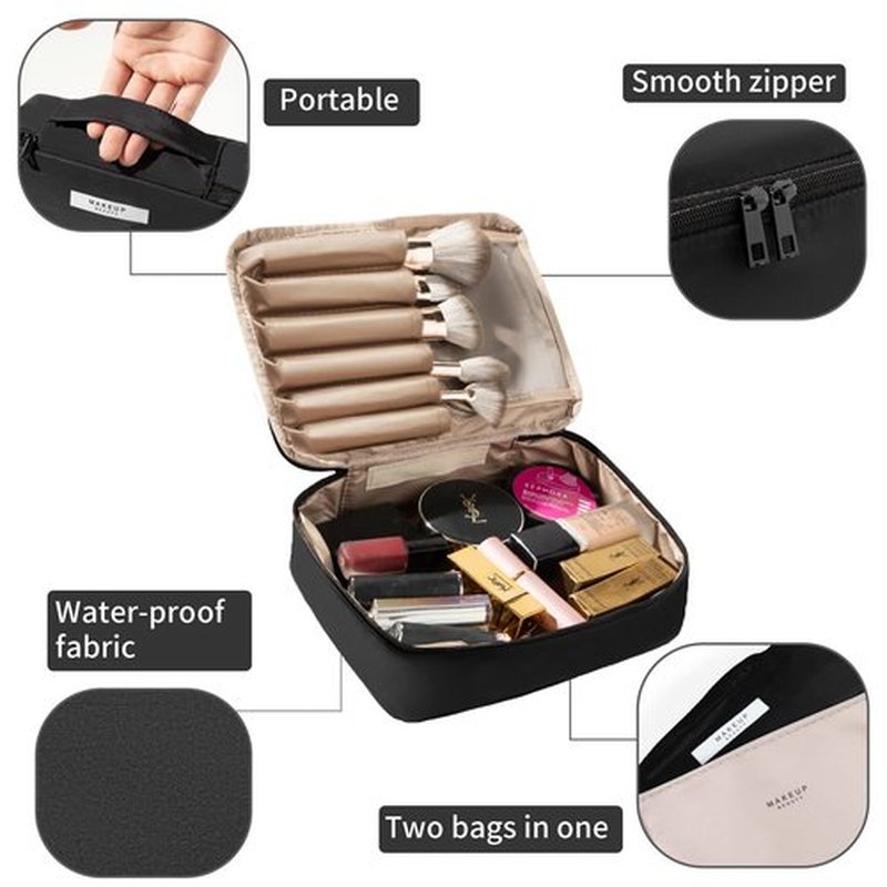 Travel Makeup Bag Cosmetic Bag Makeup Bag Toiletry bag for women and men (Black)